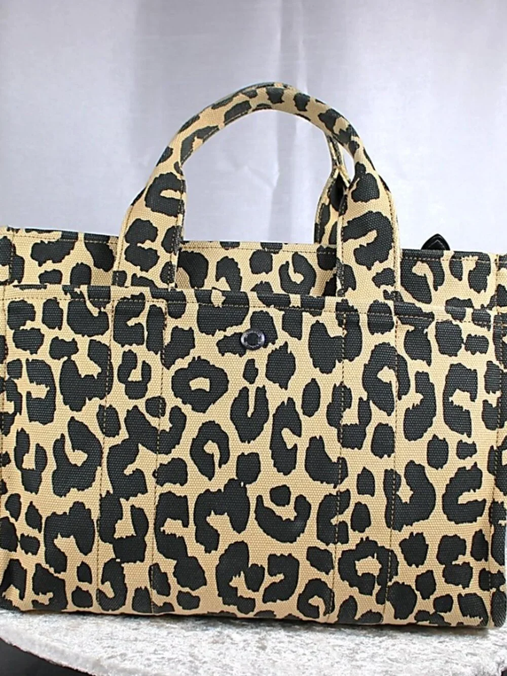 Coach New York Leopard Print Canvas Tote / Crossbody Bag